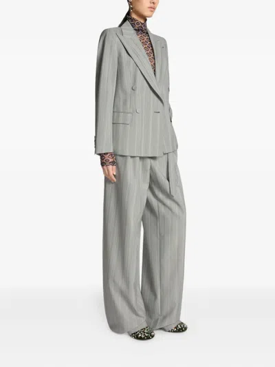 Dries Van Noten Double-breasted Herringbone Wool-blend Blazer In Gray