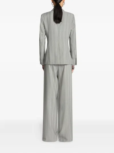 Dries Van Noten Double-breasted Herringbone Wool-blend Blazer In Gray