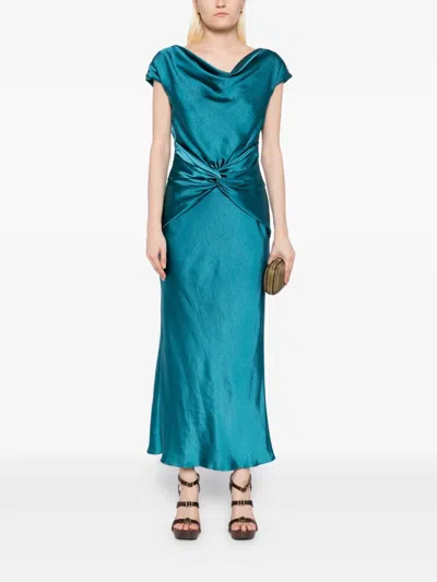 Amsale Gerafftes Hammered Kleid In Blue