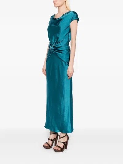 Amsale Gerafftes Hammered Kleid In Blue