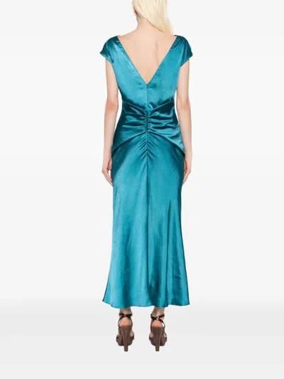 Amsale Gerafftes Hammered Kleid In Blue
