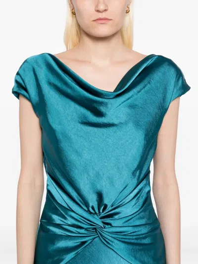 Amsale Gerafftes Hammered Kleid In Blue