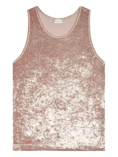 Dries Van Noten Pink Velour Tank Top In Pink