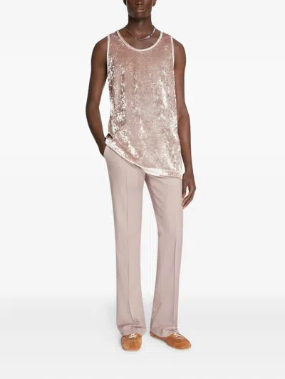 Dries Van Noten Pink Velour Tank Top In Pink