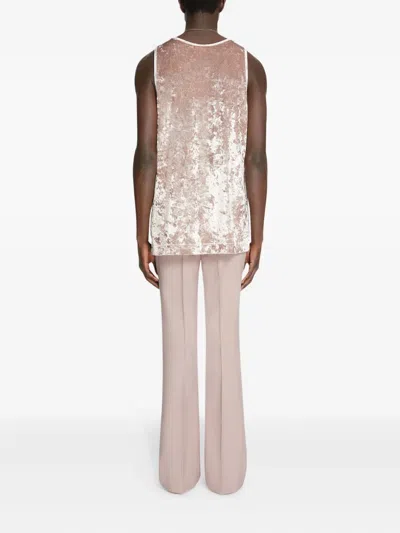 Dries Van Noten Pink Velour Tank Top In Pink