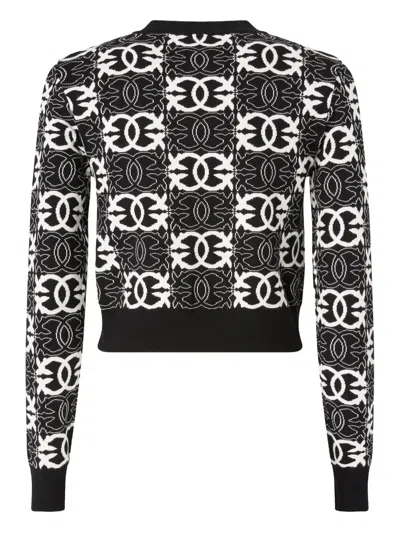 Pinko Gypsies Cropped Sweater Black/white In Black