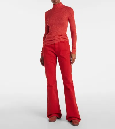 Gabriela Hearst Willa High-rise Bootcut Jeans In Red