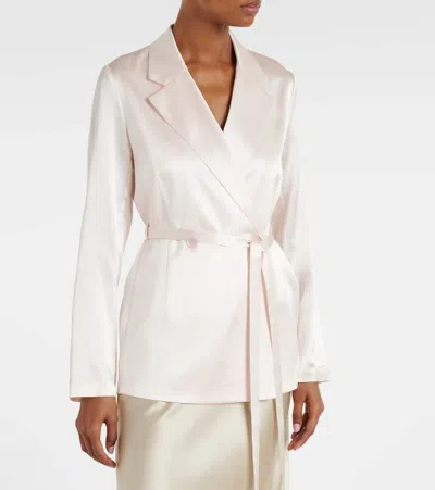 Joseph Joubert Silk Double-breasted Blazer In Gold