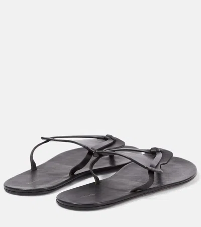 The Row Helena Flip Flop Sandals In Leather In Black
