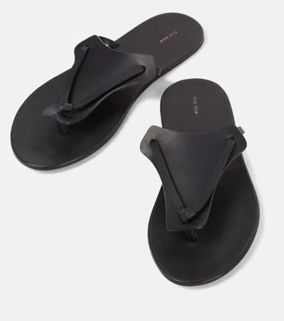The Row Helena Flip Flop Sandals In Leather In Black