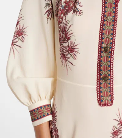 Etro Sable Midi Dress With Floral Paisley Print In Nude