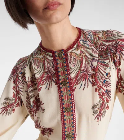 Etro Sable Midi Dress With Floral Paisley Print In Nude