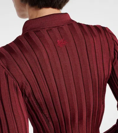 Etro Ribbed Viscose Polo Shirt In Burgundy