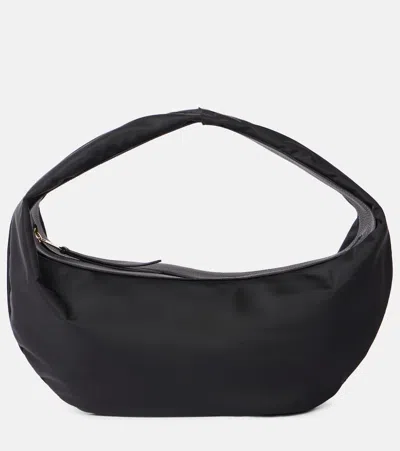 Khaite Olivia Sport Medium Textured Leather-trimmed Shell Shoulder Bag In Black