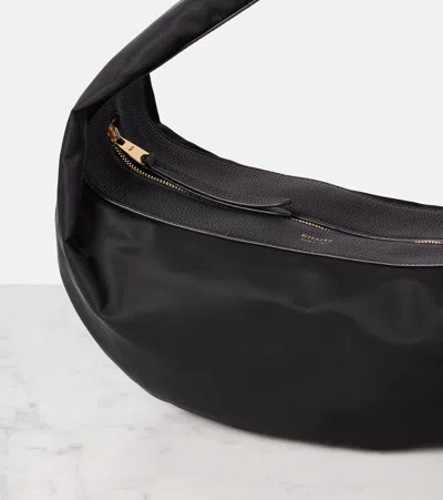 Khaite Olivia Sport Medium Textured Leather-trimmed Shell Shoulder Bag In Black
