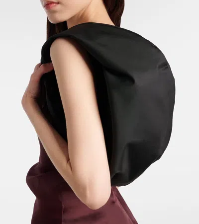Khaite Olivia Sport Medium Textured Leather-trimmed Shell Shoulder Bag In Black