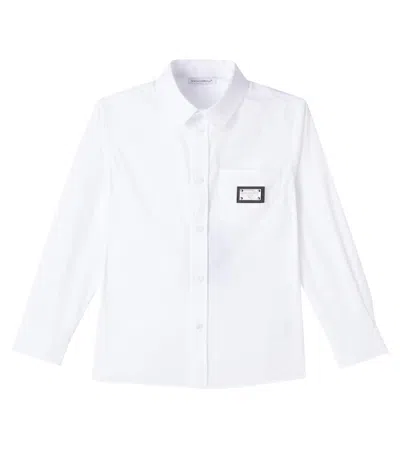Dolce & Gabbana Logo Cotton-blend Shirt In White