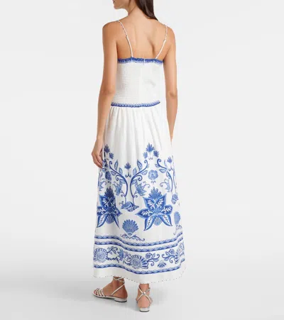 Farm Rio Shell Garden Sleeveless Midi Dress In Shell Garden Off-white In Blue