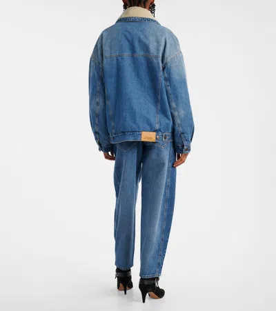 Isabel Marant Casual Jacket With Shearling Collar And Pockets In Blue