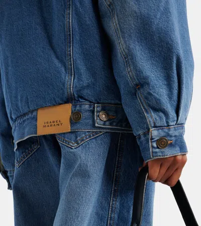 Isabel Marant Casual Jacket With Shearling Collar And Pockets In Blue