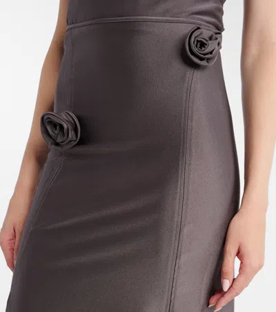 花卉贴花缎布中长半身裙