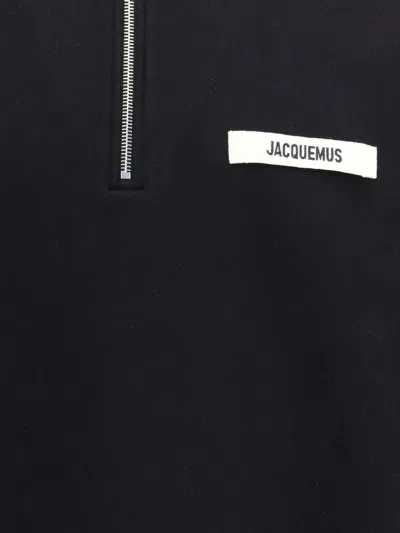 Jacquemus Grog Grain Zip-neck Sweatshirt In Black
