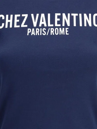 Valentino Fitted Cotton T-shirt Crew Neck In Blue