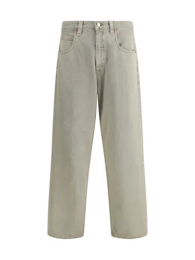 Agolde High Waist Straight Leg Denim Trousers In Gray