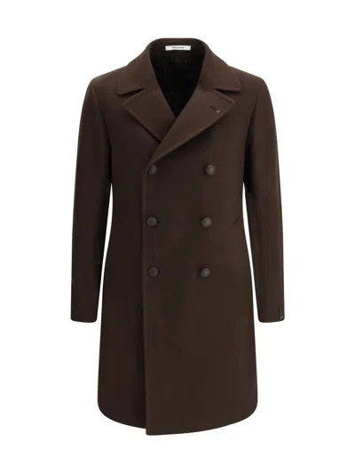 Tagliatore Double-breasted Coat In Brown