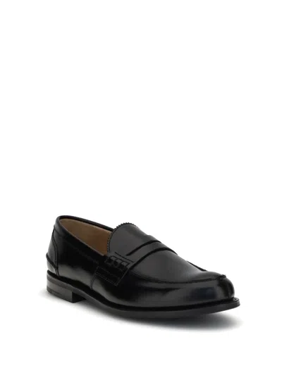 Church's Black Moccasin Flat Shoes With Elegant Detailing For Modern Men In Black
