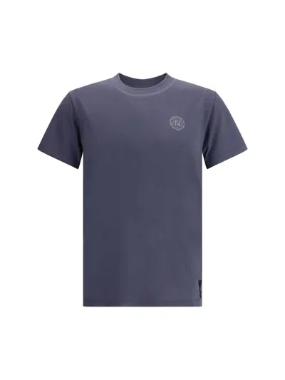 Fendi Cotton T-shirt With Ff Detail In Blue