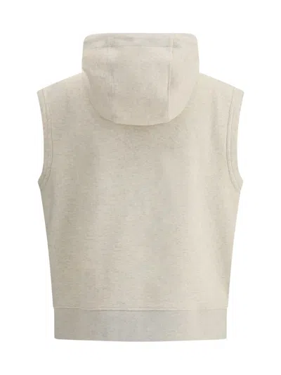 Fendi Felpa In Misto Cotone Stretch Crema Mealngè  Uomo In Neutral