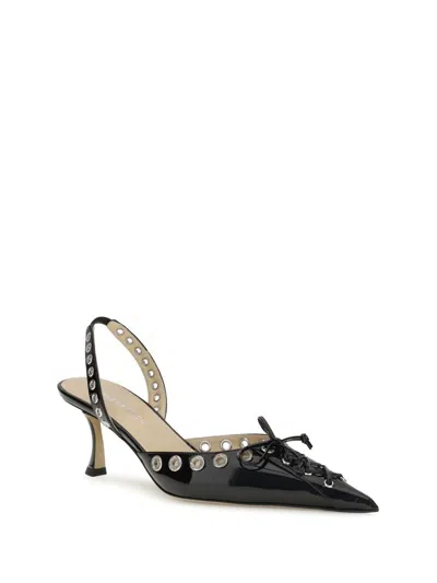 Mach&mach Crystallised Corset Slingback Pumps In Black