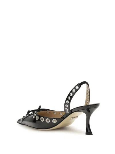 Mach&mach Crystallised Corset Slingback Pumps In Black