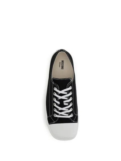 Moschino Lace-up Canvas Sneakers In Black