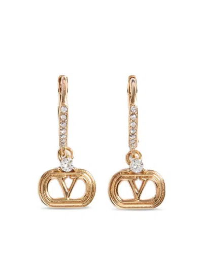 Valentino Embellished Ovalette Earrings In Gold