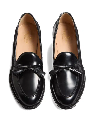 Valentino Bowshire Loafers In Black Glossy Calfskin In Black