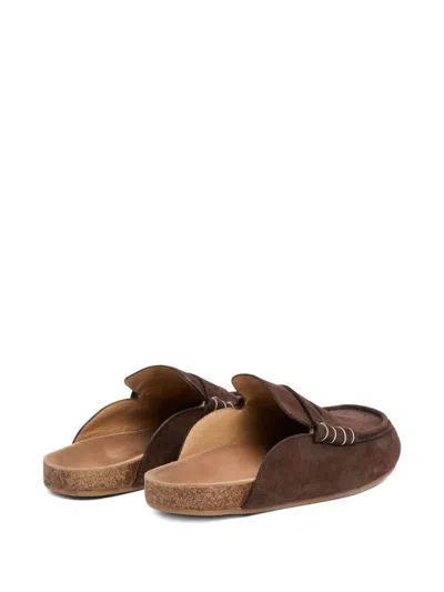 Jw Anderson Brown Leather Stitch Slippers In Brown