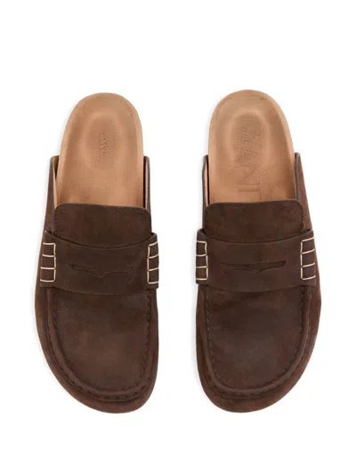 Jw Anderson Brown Leather Stitch Slippers In Brown