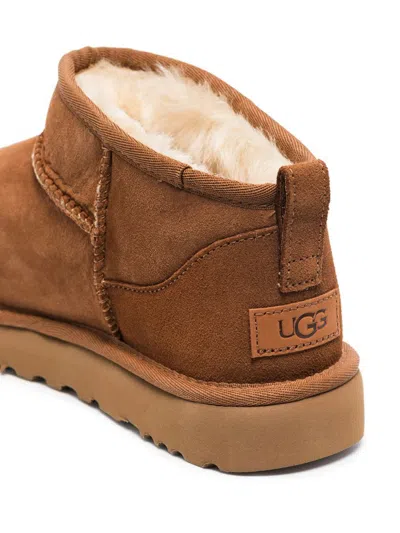 Ugg Camel Suede Classic Ultra Mini Ankle Boots In Brown