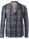 THOM BROWNE DISTRESSED SINGLE-BREASTED CHECK BLAZER,MJC159R0087311757795