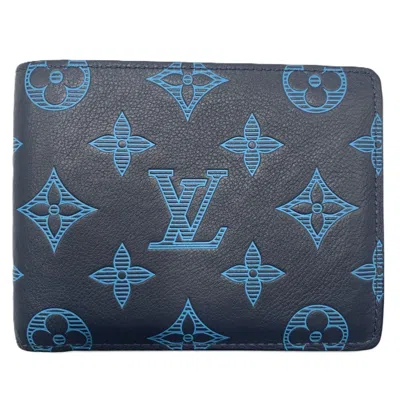 Pre-owned Louis Vuitton Blue Navy Monogram Shadow Bill Wallet (bi-fold) ()