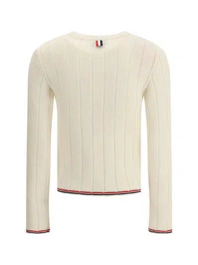 Thom Browne Ribbed Sweater In White