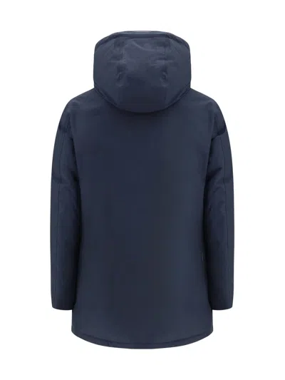 Woolrich Artic Hooded Button-fastening Parka In Blue