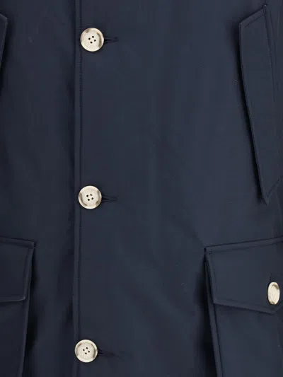 Woolrich Artic Hooded Button-fastening Parka In Blue