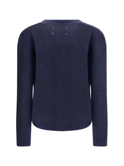 Maison Margiela Wool Blend Cardigan In Blue