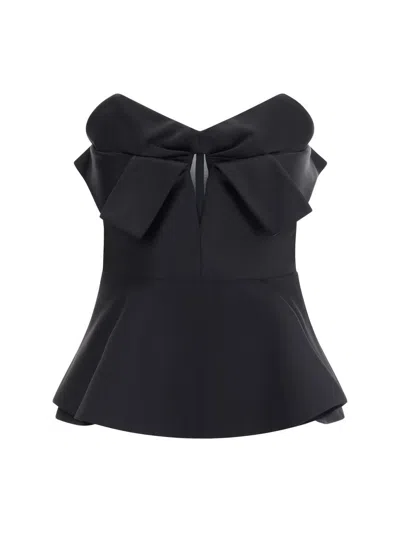 Alexander Mcqueen Alexander Mc Queen Black Corset Top In Silk Blend In Blue