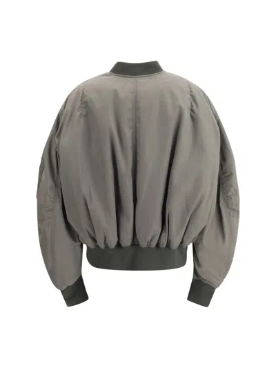 Attico Grey Bomber Jacket With Front Zip Closure And One Zipped Pocket On The Sleeve In Green