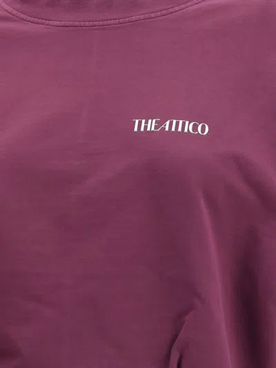 Attico Burgundy Draped Mini Dress With Long Sleeves In Purple