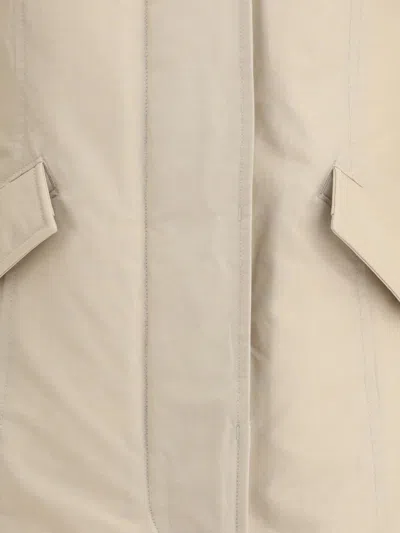 Woolrich Insulated Parka With Hood And Pockets In Neutral
